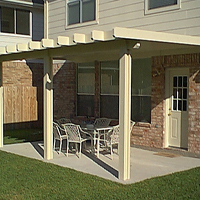 photo of Santa Fe style , Solid, insulated patio cover over concrete slab.